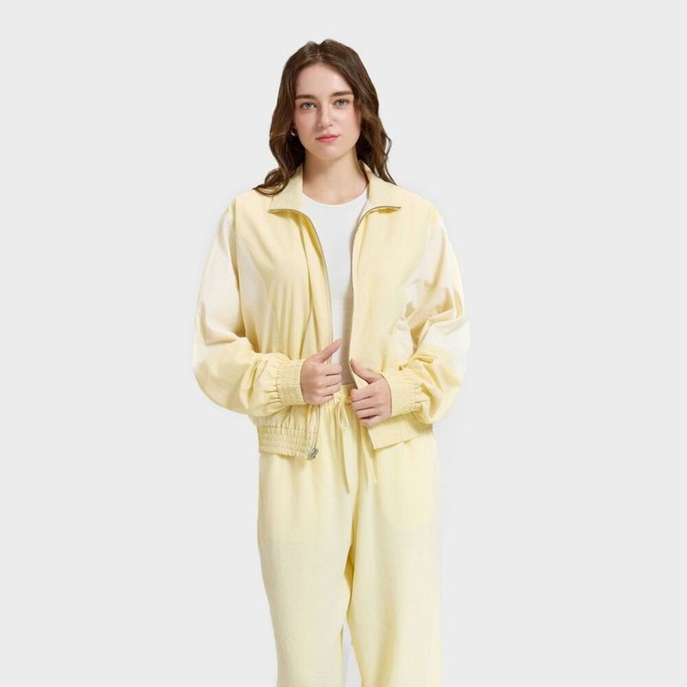 Women's Colorblock Front-Zip Track Jacket - A New Day Lemon Yellow L